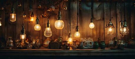 Clásico lamparas Proporcionar ambiente Encendiendo en un acogedor hogar ajuste foto