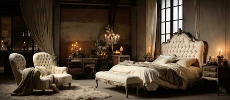 Timeless vintage bedroom furniture for a classic interior photo