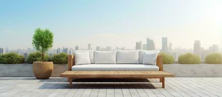 Building terrace with a sofa and coffee table photo