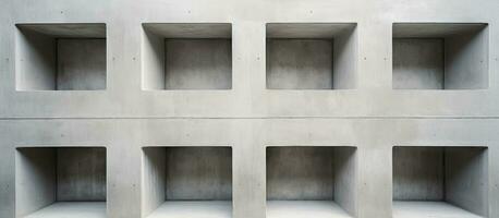 Wall made of cement with identical rectangular openings photo