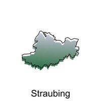 Map City of Straubing. vector map of German Country design template with outline graphic sketch style isolated on white background