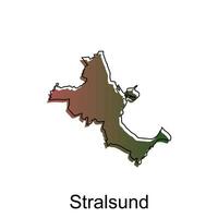 Map City of Stralsund. vector map of German Country design template with outline graphic sketch style isolated on white background