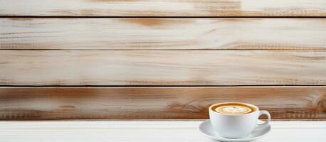 Photo of coffee on white wood wall