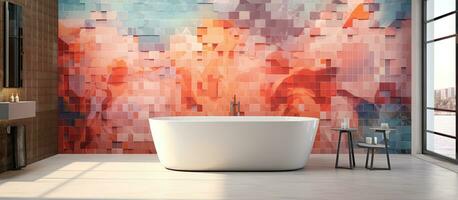 Vibrantly hued bathroom wall tiles photo