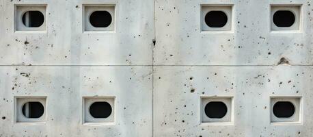 Wall made of cement with identical rectangular openings photo