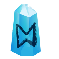 Crystal with Texture Rune Stan. Curative Transparent Healing Quartz. Blue Clear Bright Gem. Magic Stone png