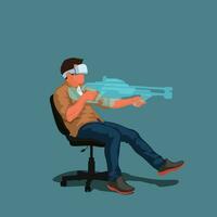 vr gaming sitting vector