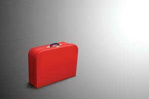 red suitcase on grey vector