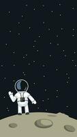 astronaut waving on moon vector