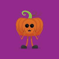 pumpkin fruit character vector illustration with unique shape.