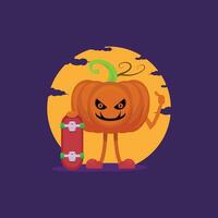 pumpkin fruit character vector illustration with unique shape.