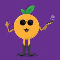 cute orange fruit character vector illustration.