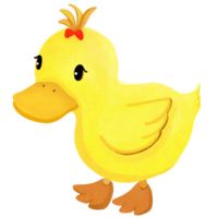 Little duck with red ribbon. png