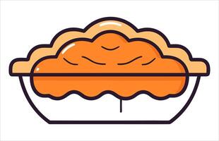 Pumpkin Pie Vector illustration, a whole pie, a slice, and a whole pie with a slice missing