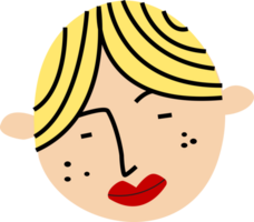 Beautiful woman with red lips and bangs hair character png