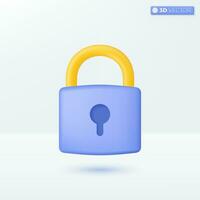 Lock icon symbols. Security, encryption, safety, privacy, cyber protection or antivirus concept. 3D vector isolated illustration design. Cartoon pastel Minimal style. You can used for ux, ui, print ad