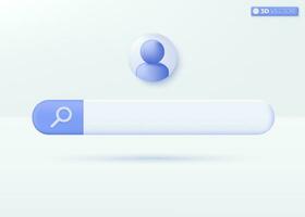 Search bar design icon symbols. Browser button for web, Navigation and search concept. 3D vector isolated illustration design. Cartoon pastel Minimal style. You can used for design ux, ui, print ad.