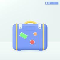 viaje bolso icono simbolos maleta, viaje planificación, servicio, turismo y viaje concepto. 3d vector aislado ilustración diseño. dibujos animados pastel mínimo estilo. usted lata usado para diseño ux, ui, impresión anuncio.