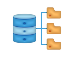 blå databas server värd gul mappar png