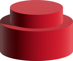 Red double steps podium. 3D display product rounded shape. png