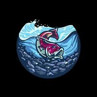 mejor ilustración de pescado en japonés Arte estilo para tu camiseta o pegatina vector