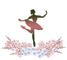 Composition of dancing ballerina with flowers. png