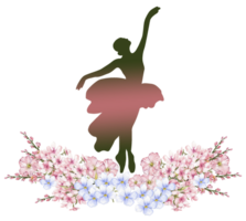 samenstelling van dansen ballerina met bloemen. png