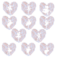 Composition of dancing ballerina in flower heart. png