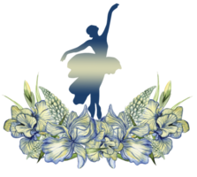 Composition of dancing ballerina with flowers. png