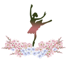 Composition of dancing ballerina with flowers. png