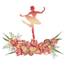 samenstelling van dansen ballerina met bloemen. png