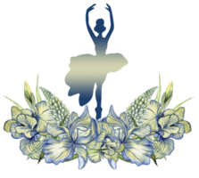 Komposition von Tanzen Ballerina mit Blumen. png