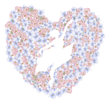 Composition of dancing ballerina in flower heart. png