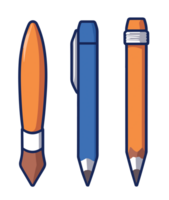 Pen, brush, pencil School clip art set isolated on transparent background. AI Generative png