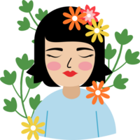 woman with flowers png