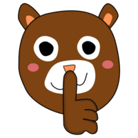 little bear character holding hand near mouth silence. Shhh symbol png