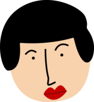 Black short bob haired glamorous woman with red lips character png