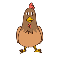 Hand drawing isolated brown hen chicken rooster with out background png