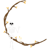 halloween gräns med skelett och ljus png
