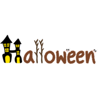 hand dragen text halloween hälsning png