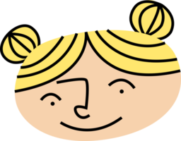 Smiling little girl with two buns of hair character png