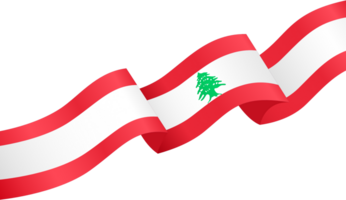 Lebanon flag wave isolated on png or transparent background