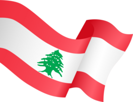 Lebanon flag wave isolated on png or transparent background