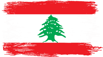 Lebanon flag with brush paint textured isolated  on png or transparent background