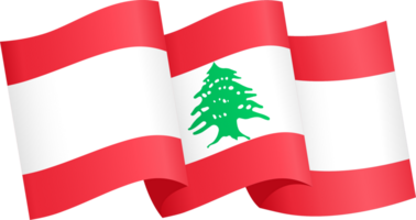 Lebanon flag wave isolated on png or transparent background
