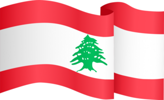 Lebanon flag wave isolated on png or transparent background