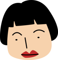 Angled bob hair woman with red lips character png