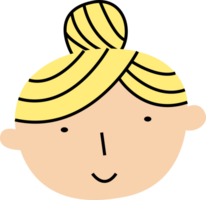 Smiling little girl with a bun hair character png