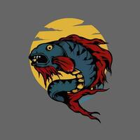 best illustration of fish in japanese art style for your t-shirt or sticker vector