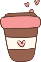 Cute coffee takeaway cup doodle outline png